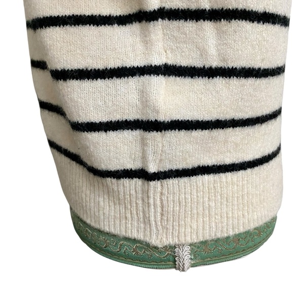 H&M Cream Black Striped Short Sleeve Knit Sweater Small - Picture 8 of 12
